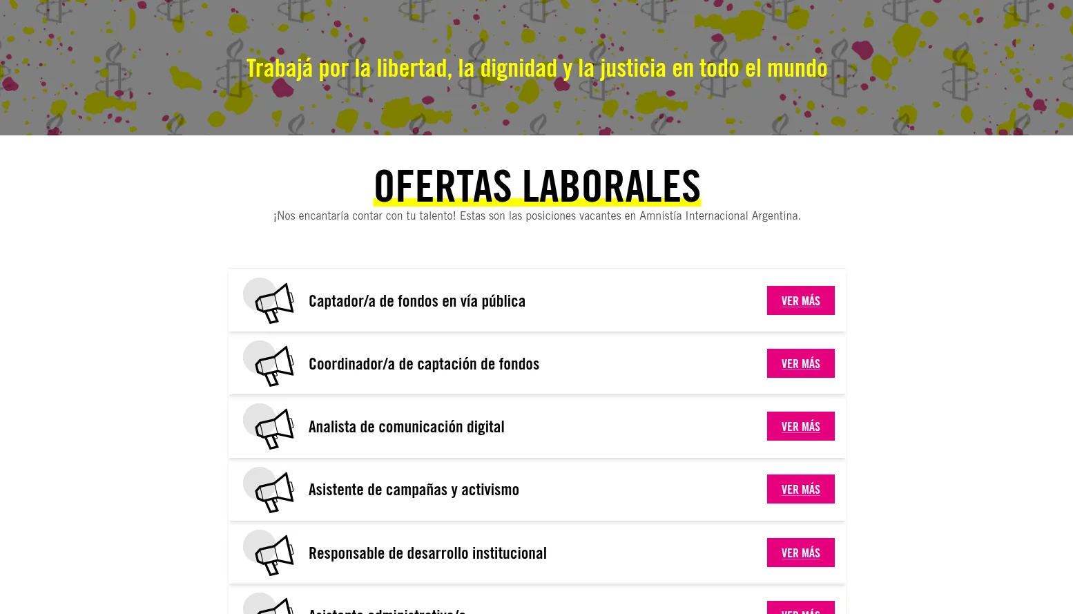 Encabezado del micrositio de facers de Amnistía Internacional